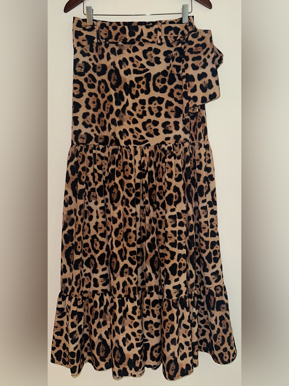 Leopard Print Midi Skirt - Neutral Tan & Black Skirt M
